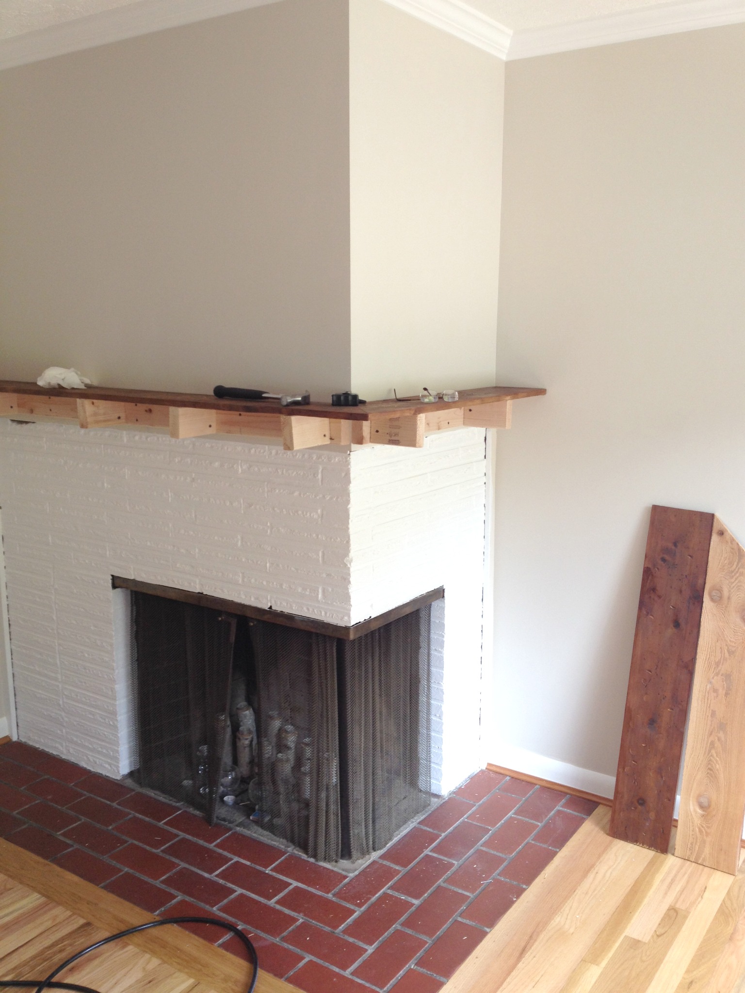 Fireplace mantel build