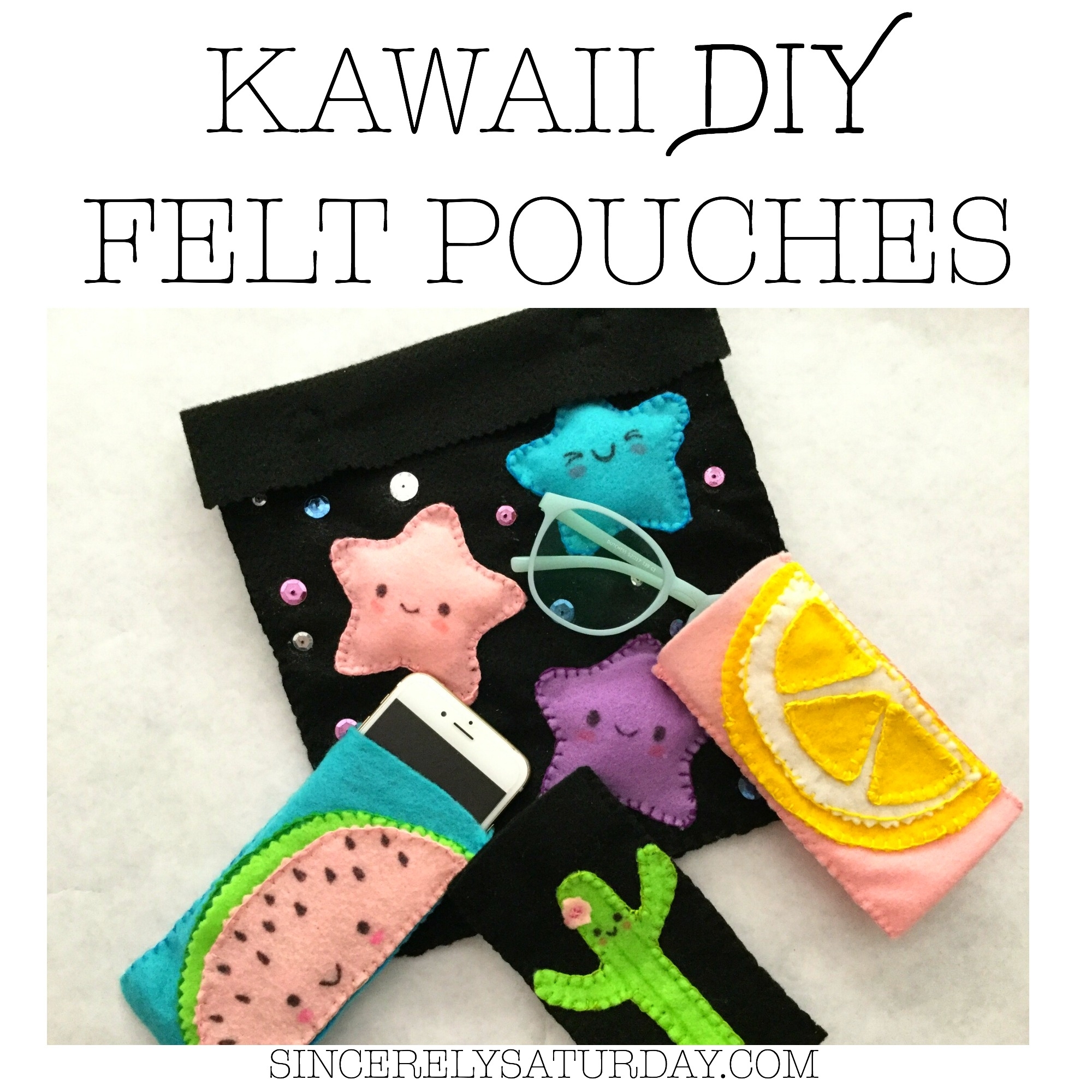 Kawaii DIY felt pouches - cute, easy and fun