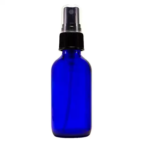 GPS High Quality Cobalt Blue Boston Round Glass Bottle with Black Fine Mist Sprayer, 2 Oz, Set of 12