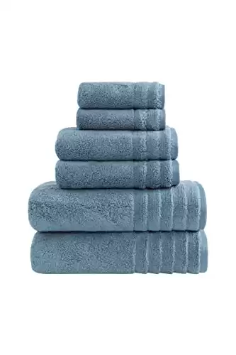 LUNASIDUS Vanessa Luxury 100% Genuine Turkish Combed Cotton 6 Piece Towel Set, 700 GSM, Made in Turkey (Blue)