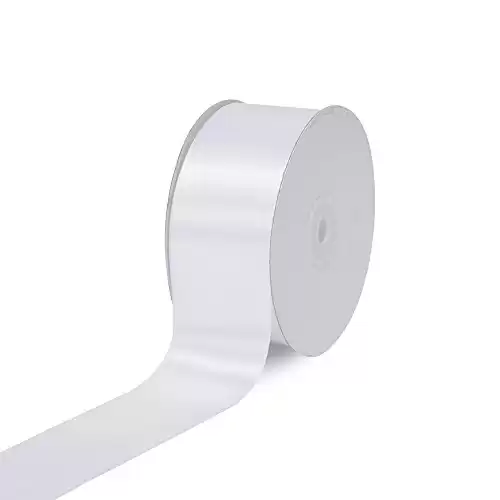 Creative Ideas, 2" Inch Single Face Satin Ribbon, 50 Yards, White