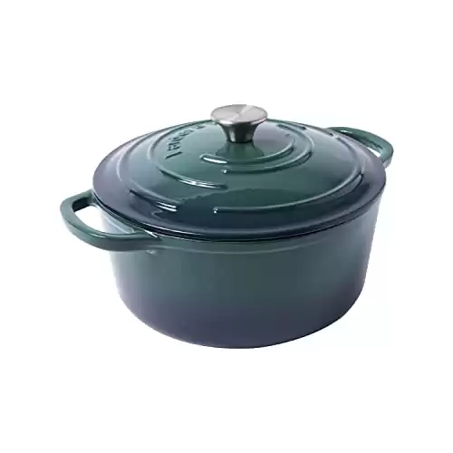 Larder & Vine Enameled Cast Iron Dutch Oven with Lid - Oversized Handles, Dome Lid, Dutch Oven for Sourdough Bread Making 5.7QT/5.4L - (Bondi)