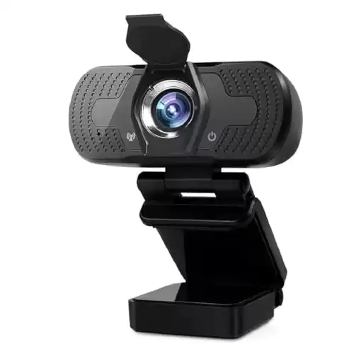 Webcam with Microphone, Widescreen Video Calling, USB Plug&Play, Computer Camera with Privacy Cover and Tripod Stand, Works with Online Calling, Gaming, Conferencing, Zoom, FaceTim (Black)