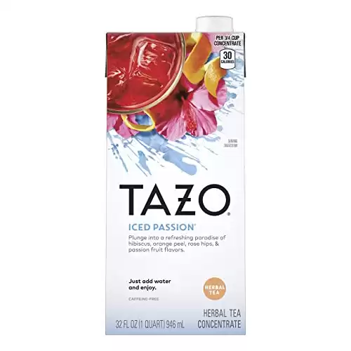 TAZO Iced Passion Herbal Tea Concentrate, Caffeine-Free, Served Iced, 32oz