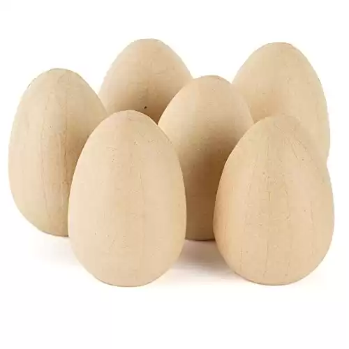 Pack of 6 Paper Mache Half Eggs by Factory Direct Craft - DIY Unfinished Blank Papier Mâché Split Easter Eggs to Paint and Decorate (Size: 5-1/2" H)