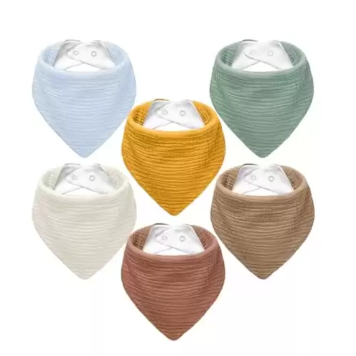 NISXABEBE Muslin Baby Bibs,6 Pack, Baby Bandana Drool Bibs 100% Cotton for Baby Boy Girl,Solid Colors Bib for Drooling Teething(New Unisex)