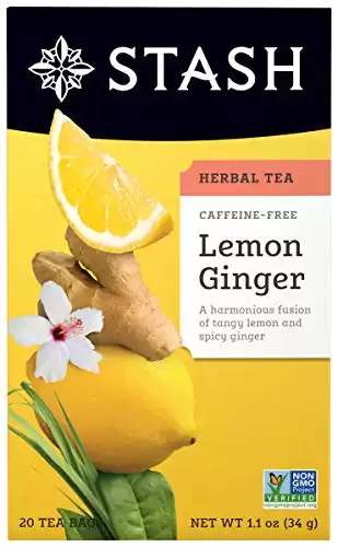 Stash Tea Lemon Ginger Herbal Tea, Box of 20 Tea Bags