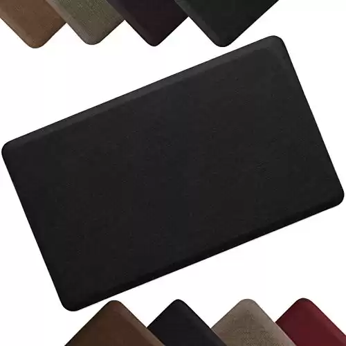 NewLife by GelPro Anti-Fatigue Designer Comfort Kitchen Floor Mat Stain Resistant Surface with 5/8 thick ergo-foam core for health and wellness,18x30 Grasscloth Charcoal