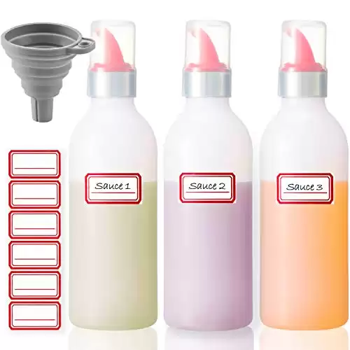 Condiment Squeeze Bottle Sauce Squeeze Squirt Bottle for Kitchen Plastic Syrup Container Food Dispenser for Oil Ketchup Griddle Hot Sauce