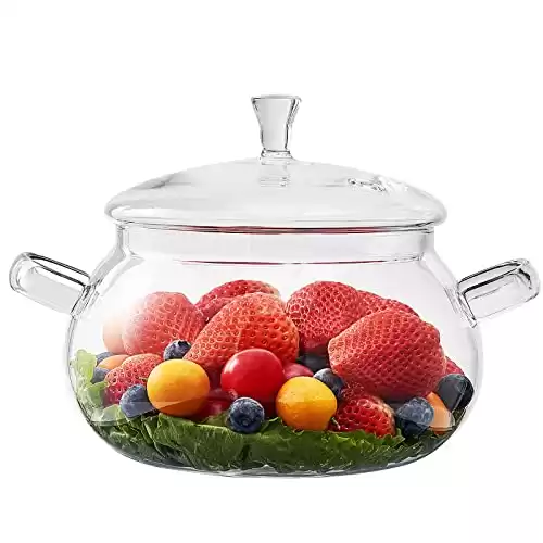 Glass Cookware Glass Pot, 1.8 Quart Glass Saucepan Simmer Pot With Lid, Microwave, Stove and Dishwasher Safe Borosilicate Glass pitcher