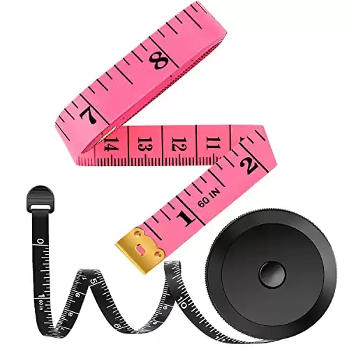 2 Pack Tape Measure Measuring Tape for Body Fabric Sewing Tailor Cloth Knitting Vinyl Home Craft Measurements, 60-Inch Soft Fashion Pink & Retractable Black Double Scales Rulers for Body Weight Lo...