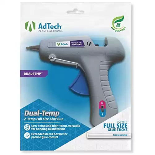 AdTech 0453 2-Temp Dual Temperature Hot Glue Gun Full Size, Light Gray