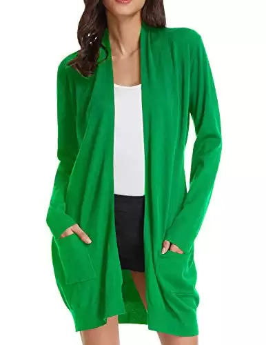 GRACE KARIN Long Cardigans Sweaters for Women Plus Size for Juniors (3XL,Applegreen)