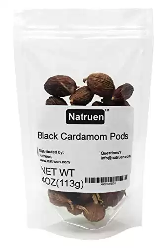 Natruen Black Cardamom Pods Whole (Tsao Ko) 4 Ounces, Approx 35 Pods, Cao Guo, All Natural Non-GMO Spice