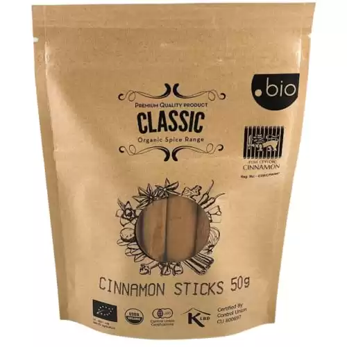 Organic Ceylon Cinnamon Sticks | USDA Certified Organic |100% Ceylon Cinnamon | Premium Quality True Cinnamon| 1.76 oz (50g) Resealable Bag