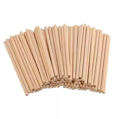 BFDYY Unfinished Natural Wood Craft Dowel Rods 100 Pack(Wood Color-6 x 1/4 Inch)