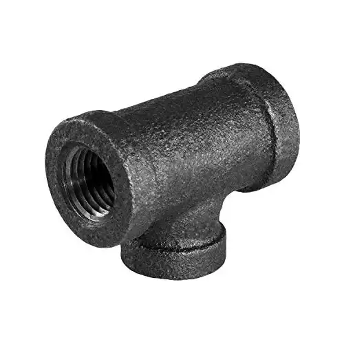 SUPPLY GIANT CNSU0340 150 Black Malleable Two Size Reducing Tee with Female Threaded Fittings, 1/2" x 1/8"