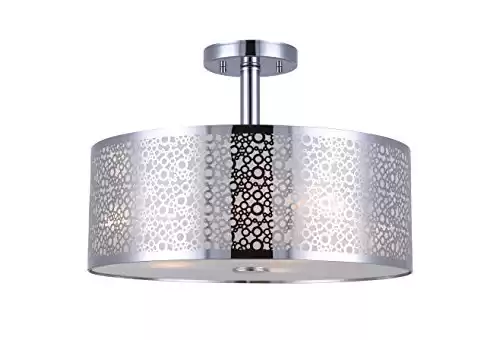 CANARM ISF543A03CH Piera 3-Light Semi-Flush Mount with Crystal, Chrome, 15.75 inch