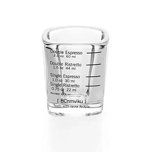 Espresso Shot Glass Liquid Heavy Sturdy Glass Shot Glasses Measuring cup Wine Glass 1 Pack 2oz/60ml By BCnmviku(Sturdy 1Pack)