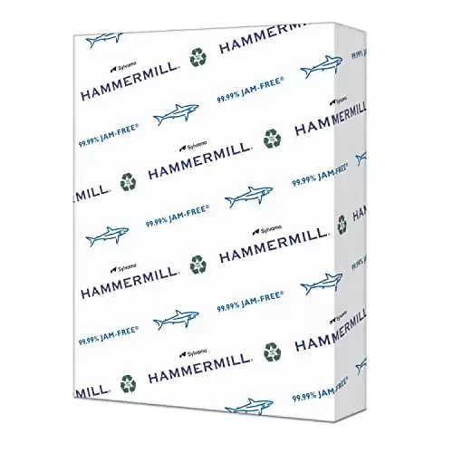 Hammermill Printer Paper, Great White 100% Recycled Paper, 8.5 x 11 - 1 Ream (500 Sheets) - 92 Bright, Made in the USA, 086790R