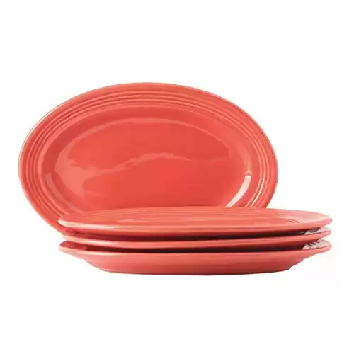 Tuxton Home Concentrix Oval Platter (Set of 4), 11 1/2", Cinnebar Orange; Heavy Duty; Chip Resistant; Lead and Cadmium Free; Freezer to Oven Safe up to 500F