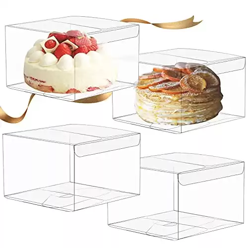 Oomcu 40 Pack Clear PET Plastic Boxes,Transparent Favor Candy Bakery Mini Cake Cookie Donut Dessert Macaron Pastry Gift Packaging Box Container for Wedding Baby Shower Birthday Party(4" x 4"...