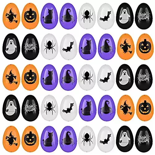 24 Pieces Halloween Easter Eggs Halloween Party Plastic Fillable Egg Container Halloween Egg Scavenger Hunt for Trick or Treating Candy Mini Package Treat Container Boxes Halloween Party Supplies