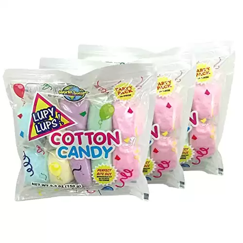 Lupy Lups! Cotton Candy Party Pack 0.5 oz each - Pastel Candy for Stocking, Treats, Party Favors, Buffet table and Piñata (Assorted)