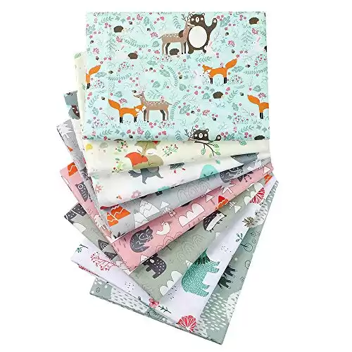 Hanjunzhao Cute Animals Print Quilting Fabric, Pre-Cut Fat Quarters Fabric Bundles for Quilting Sewing,18 x 22 inches