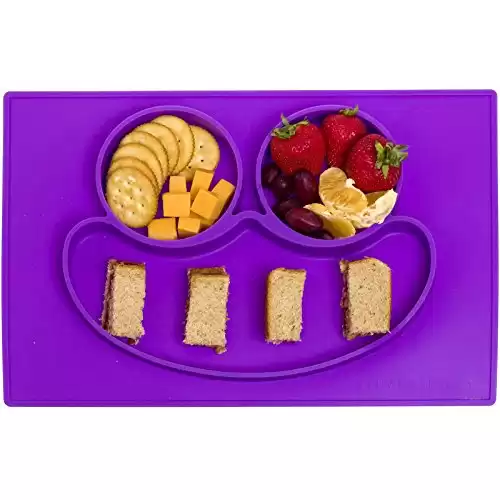 Baby Frog Placemat - Silicone Washable Toddler Placemat - No More Splatter Platter (Purple)