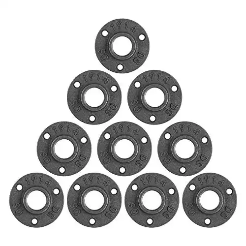 10Pcs 3/4-inch Floor Flange Pipe Decor Grey Malleable Cast Iron Retro Decor Furniture DIY Wall Industrial Plumbing