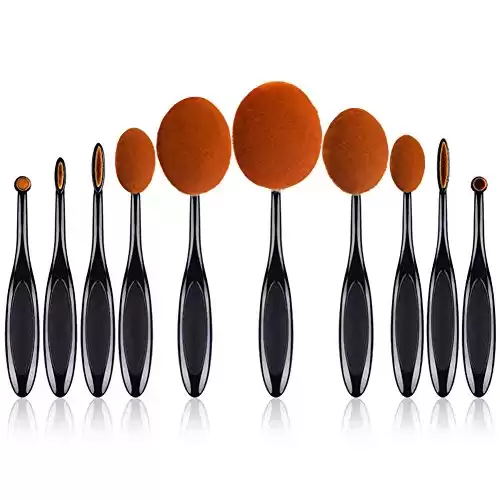 Makeup Brushes Set 10 Pieces Professional Toothbrush Face Foundation Eyebrow Eyeliner Lip Powder Oval Brushes Tool