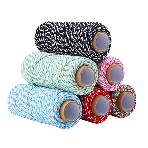 DECORA 328 Yard Bakers Twine Cord Cotton String Rope for Gift Wrapping, Arts Crafts Pack of 6