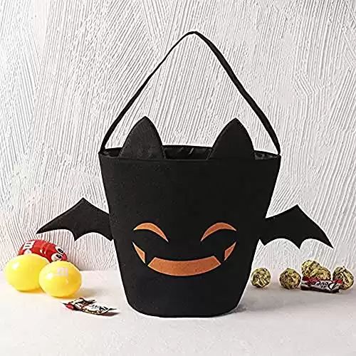 Zhenpony Halloween Trick or Treat Bags Bat Candy Bucket Reusable Canvas Bag Best Halloween Party Gifts for Kids Halloween Bucket Large