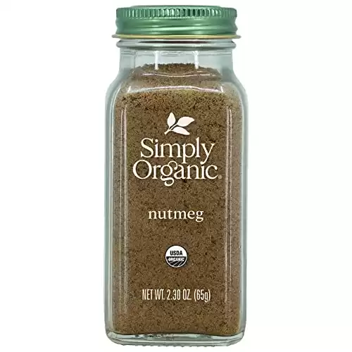 Simply Organic Pure Ground Nutmeg, 2.3 Ounce Jar,Aromatic, Subtly Spicy-Sweet Flavor, Organic, Kosher, No GMO, No ETO