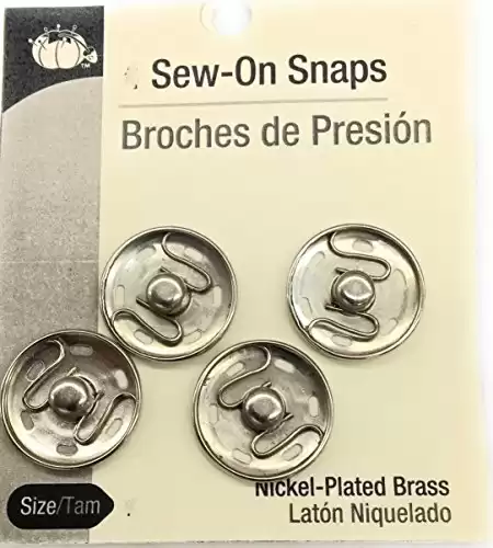 4 Large Silver Snaps Sew-on, Nickle 21mm -7/8"- Size 10-4-Button Snaps, Nickle Snaps