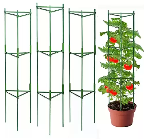 Tomato Cage for Garden Plant Support 4ft 3-Pack, Multifunctional Plant Cages Tomato Trellis Stake with Adjustable Arms, Up to 48inch Cucumber Trellis Tomato Cages for Garden Climbing Plants Flowers