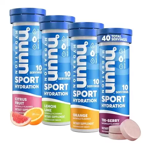 Nuun Sport Electrolyte Tablets for Proactive Hydration, Mixed Citrus Berry Flavors, 4 Pack (40 Servings)