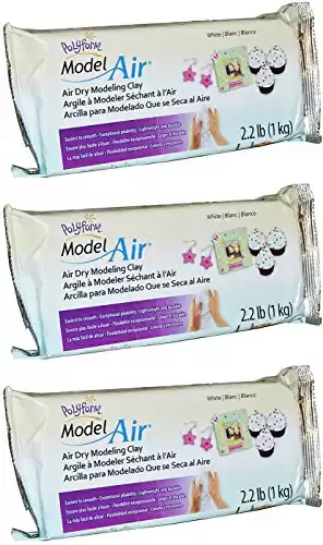 Sculpey Model Air White Dry Clay - New Formula - Lightweight, Durable - Ideal for Kids, Crafts, and Jewelry Projects - 2.2 Pounds, Pack of 3