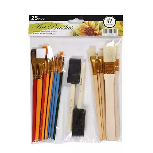 CONDA 25 Pcs Assorted Paint Brushes Value Pack for Watercolor, Oil, Acrylic Paint, Tempera Paints & More