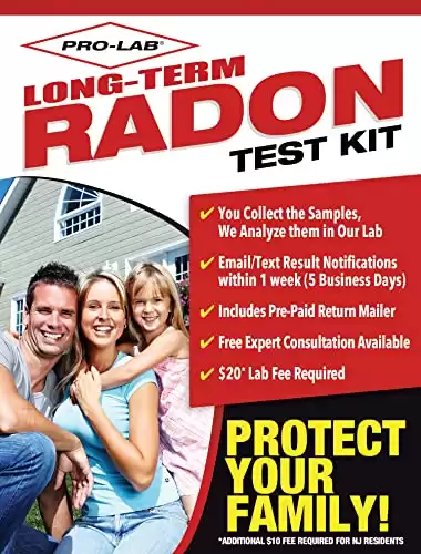 PRO-LAB Long-Term Radon Test Kit for Home - EPA Approved with Advanced Alpha Track Detection Technology - Comprehensive Radon Monitoring - 20 Lab Fee Required - Reliable & User-Friendly Solution